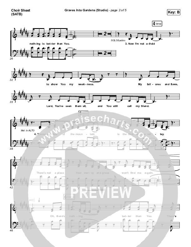 Graves Into Gardens (Studio) Choir Sheet (SATB) (Elevation Worship)