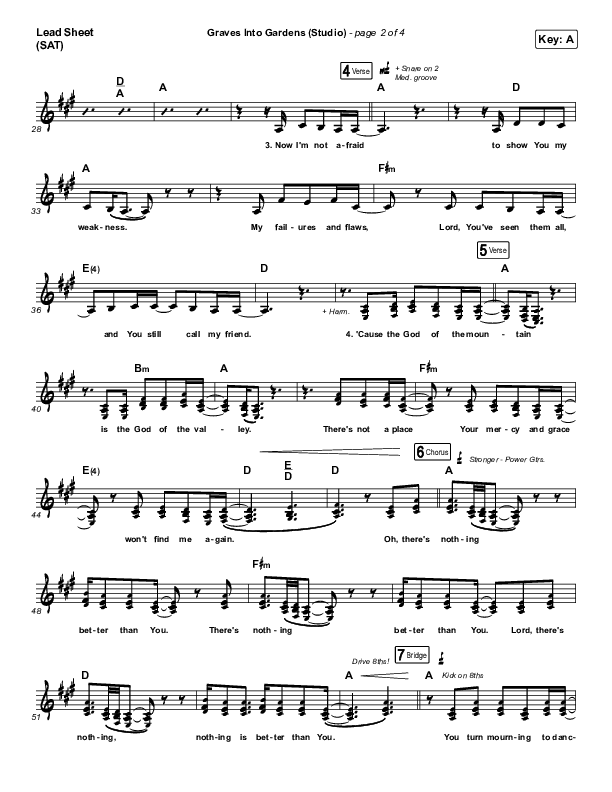 Graves Into Gardens (Studio) Lead Sheet (Elevation Worship)