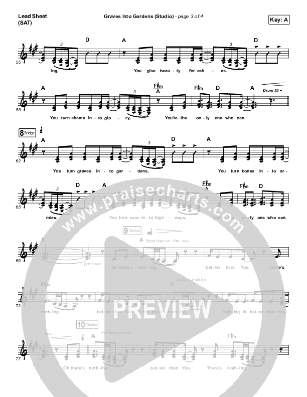 Graves Into Gardens (Studio) Lead Sheet (Elevation Worship)