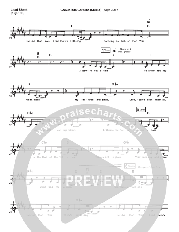 Graves Into Gardens (Studio) Lead Sheet (Melody) (Elevation Worship)