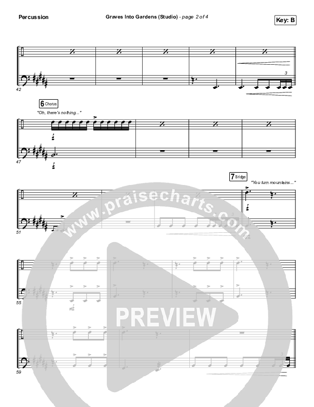 Graves Into Gardens (Studio) Percussion Sheet Music PDF (Elevation Worship) PraiseCharts