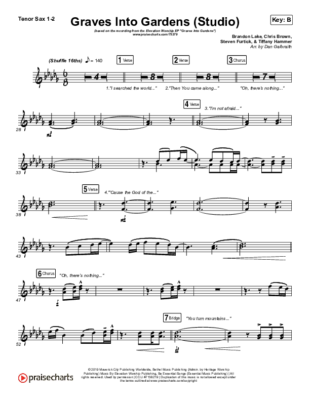 Graves Into Gardens (Studio) Tenor Sax 1/2 (Elevation Worship)