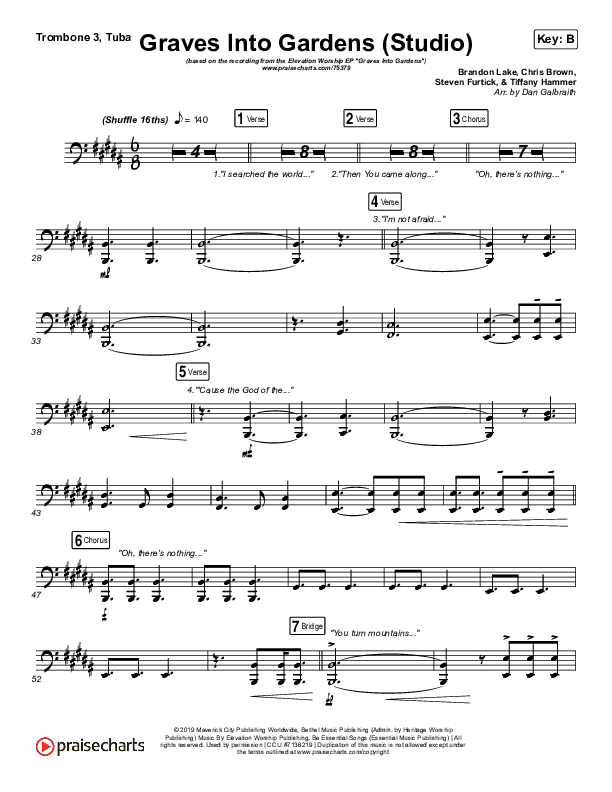 Graves Into Gardens (Studio) Trombone 3/Tuba (Elevation Worship)