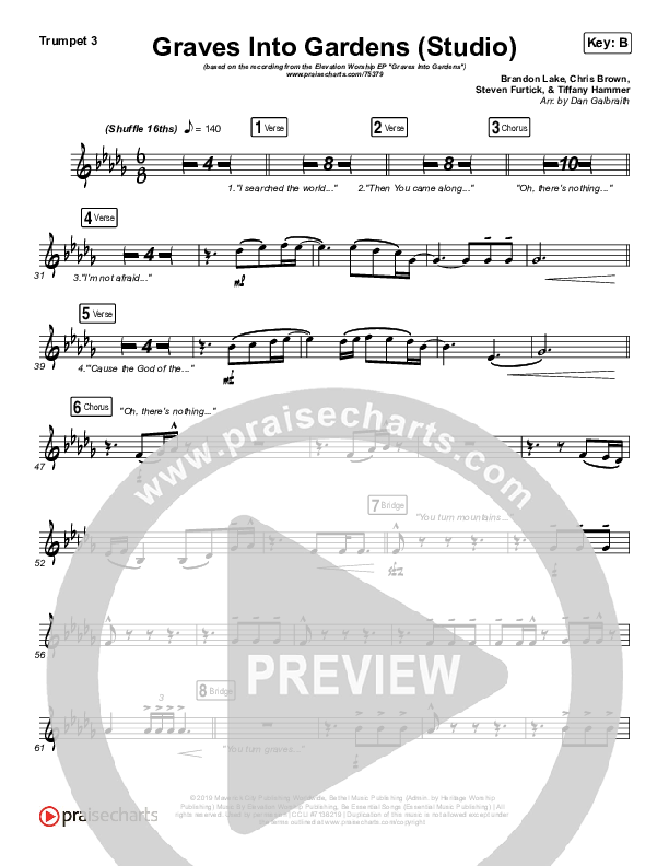 Graves Into Gardens (Studio) Trumpet 3 (Elevation Worship)