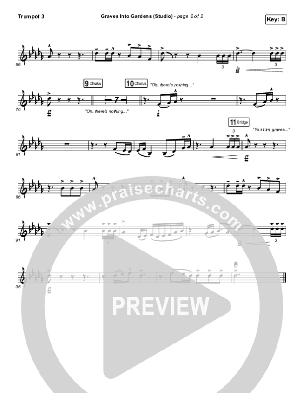 Graves Into Gardens (Studio) Trumpet 3 (Elevation Worship)