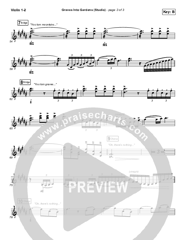 Graves Into Gardens (Studio) Violin 1/2 (Elevation Worship)