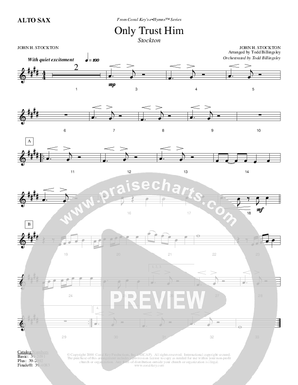 Only Trust Him Alto Sax (Todd Billingsley)