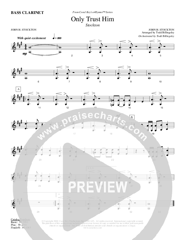 Only Trust Him Bass Clarinet (Todd Billingsley)