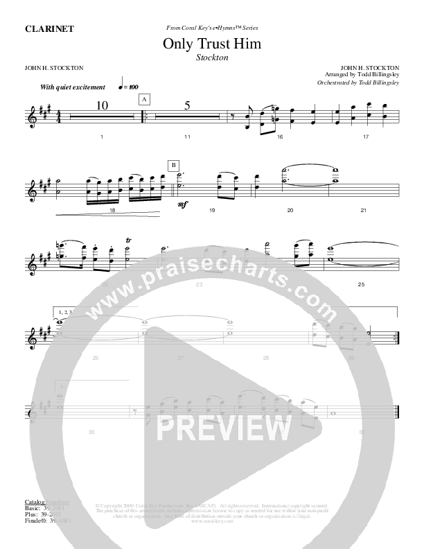 Only Trust Him Clarinet (Todd Billingsley)