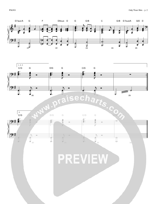 Only Trust Him Piano Sheet (Todd Billingsley)