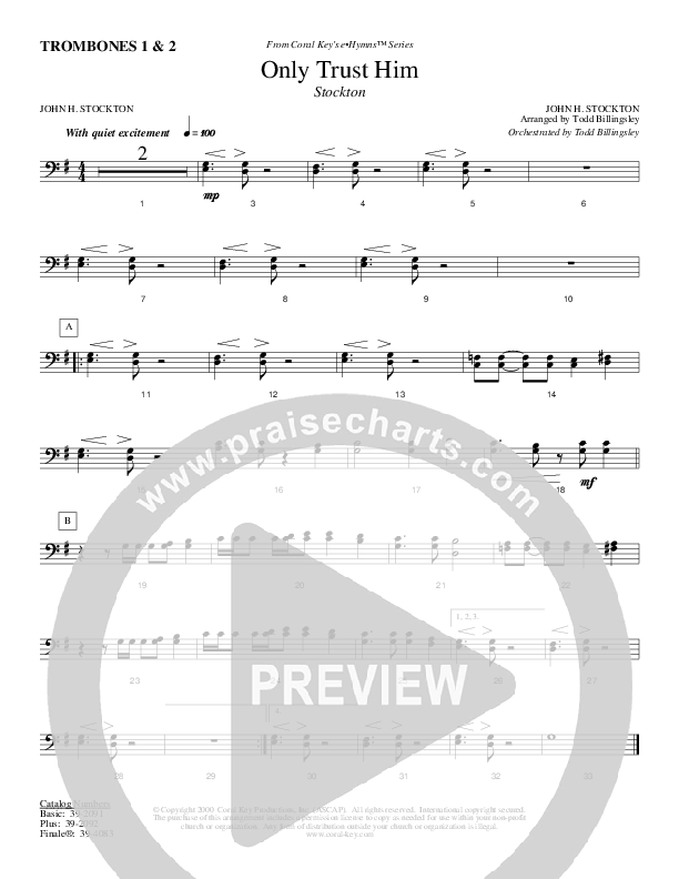 Only Trust Him Trombone 1/2 (Todd Billingsley)