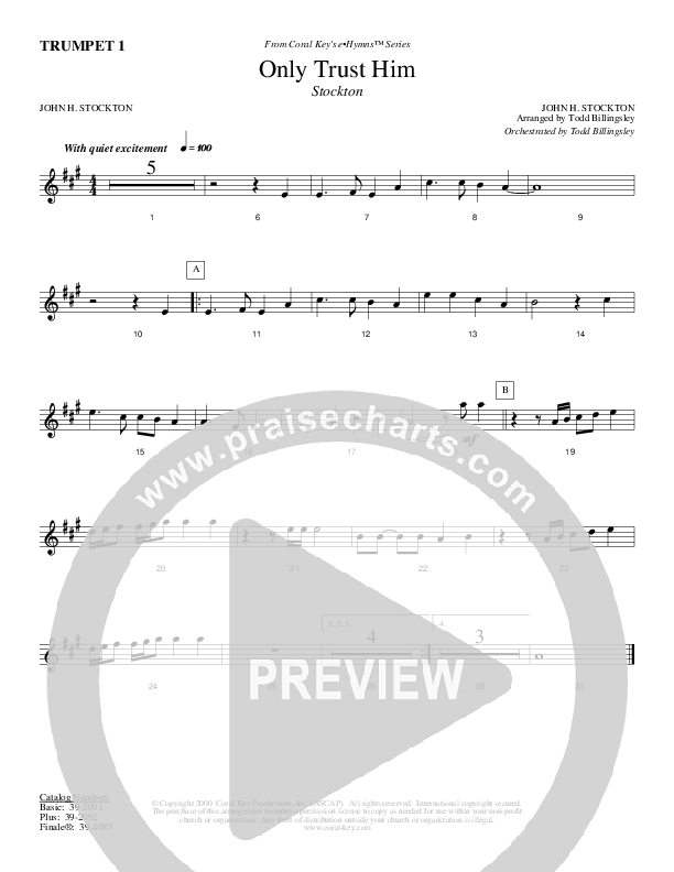 Only Trust Him Trumpet 1 (Todd Billingsley)