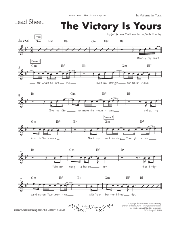 The Victory Is Yours (Single) Lead Sheet (Willamette Music / Matthew Ferrer)