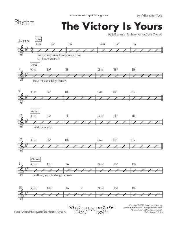 The Victory Is Yours (Single) Rhythm Chart (Willamette Music / Matthew Ferrer)