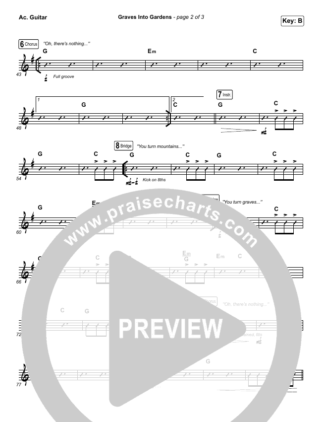 Graves Into Gardens Sheet Music (Brandon Lake) PraiseCharts