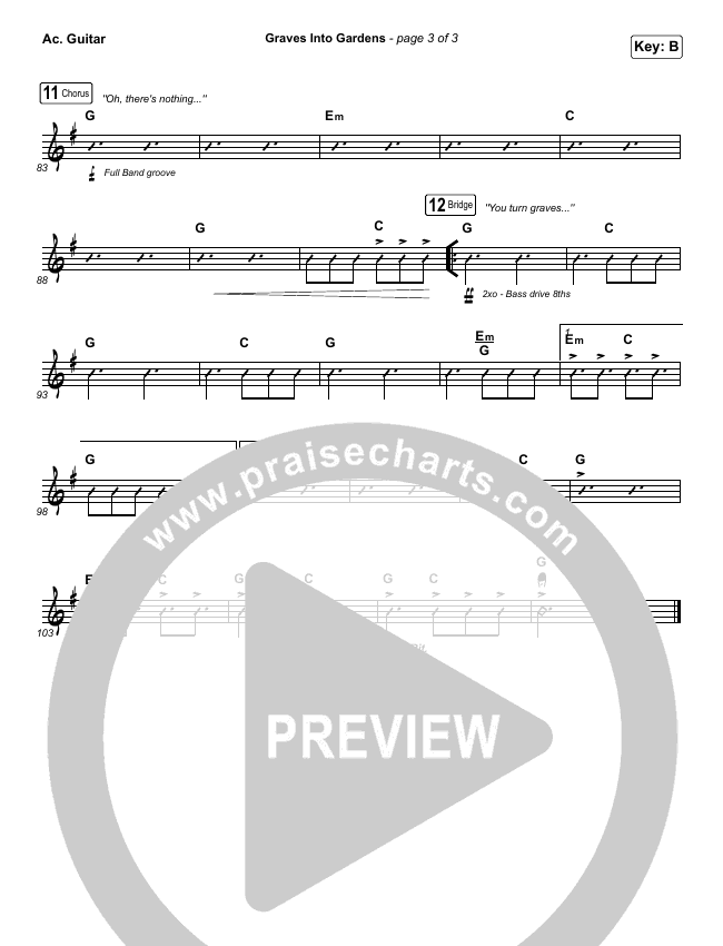 Graves Into Gardens Sheet Music PDF (Brandon Lake) PraiseCharts