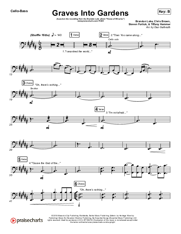 Graves Into Gardens Cello/Bass (Brandon Lake)