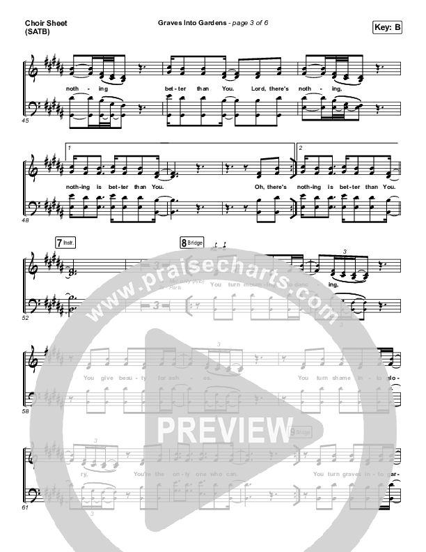 Graves Into Gardens Choir Sheet (SATB) (Brandon Lake)