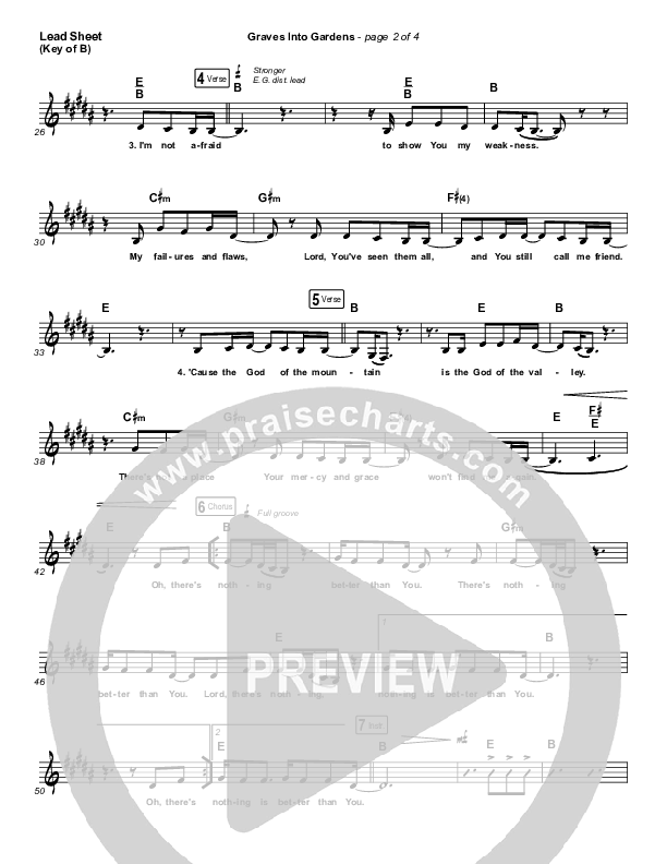 Graves Into Gardens Lead Sheet (Melody) (Brandon Lake)