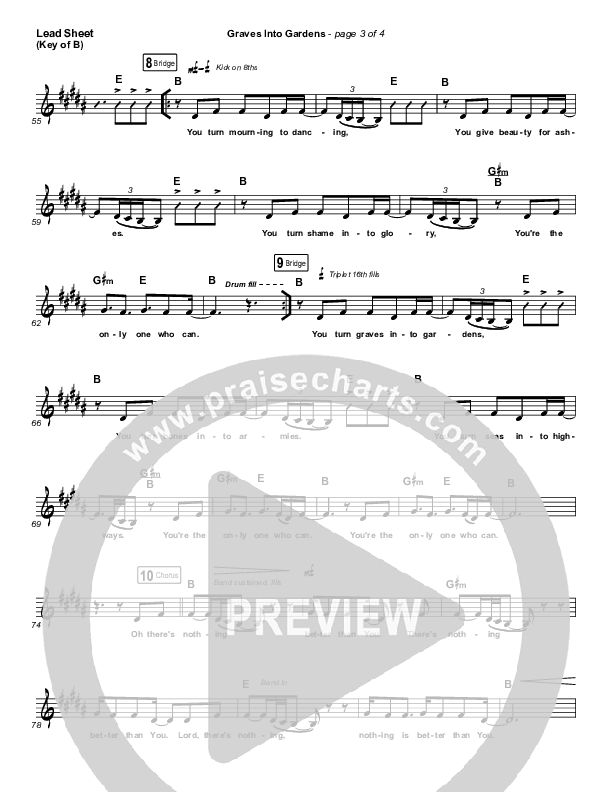 Graves Into Gardens Lead Sheet (Melody) (Brandon Lake)