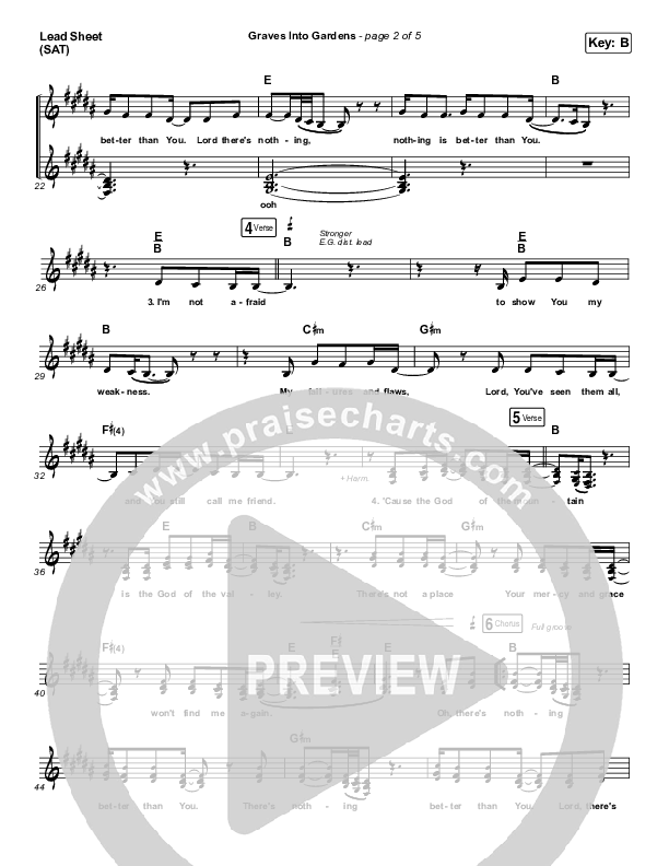 Graves Into Gardens Lead Sheet (SAT) (Brandon Lake)