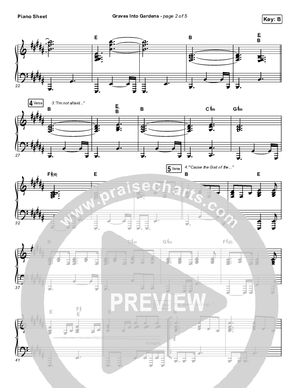 Graves Into Gardens Piano Sheet (Brandon Lake)