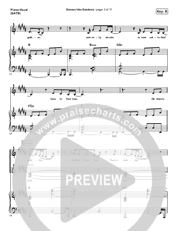 Graves Into Gardens Piano/Vocal (SATB) (Brandon Lake)