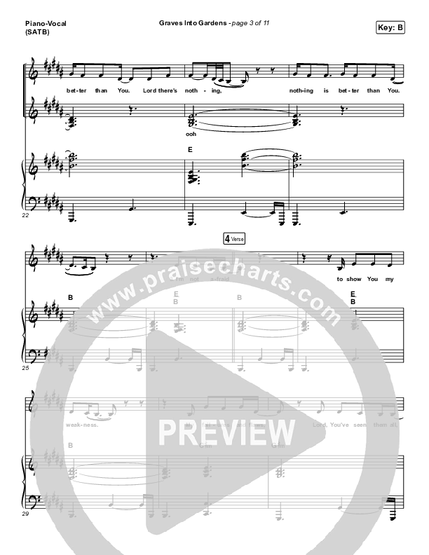 Graves Into Gardens Piano/Vocal (SATB) (Brandon Lake)