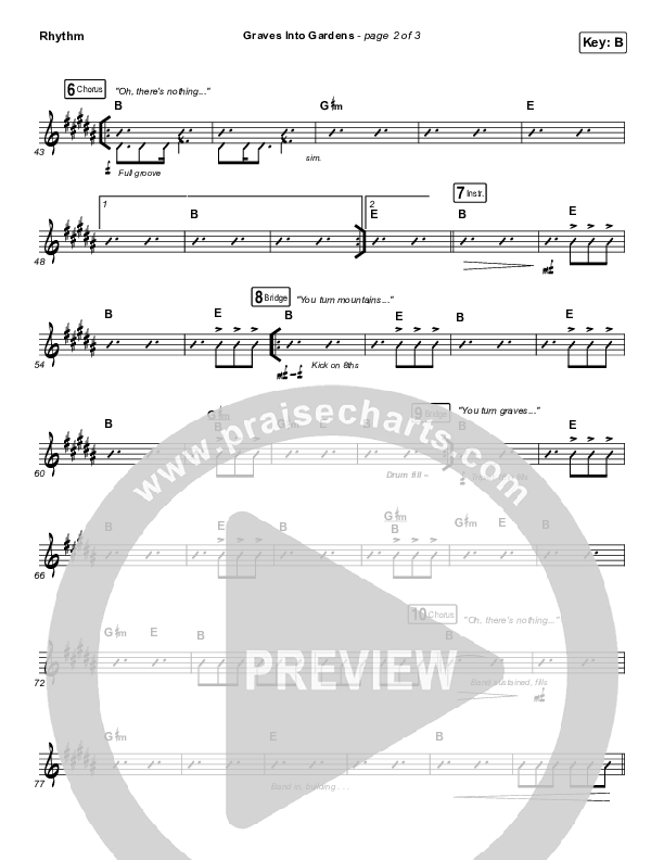 Graves Into Gardens Rhythm Chart (Brandon Lake)