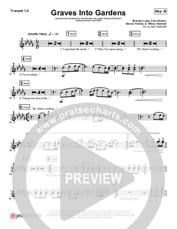 Graves Into Gardens Trumpet 1,2 (Brandon Lake)