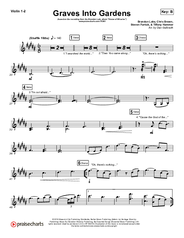Graves Into Gardens Violin 1/2 (Brandon Lake)
