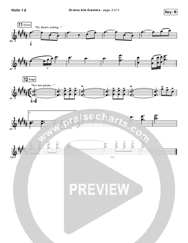 Graves Into Gardens Violin 1/2 (Brandon Lake)