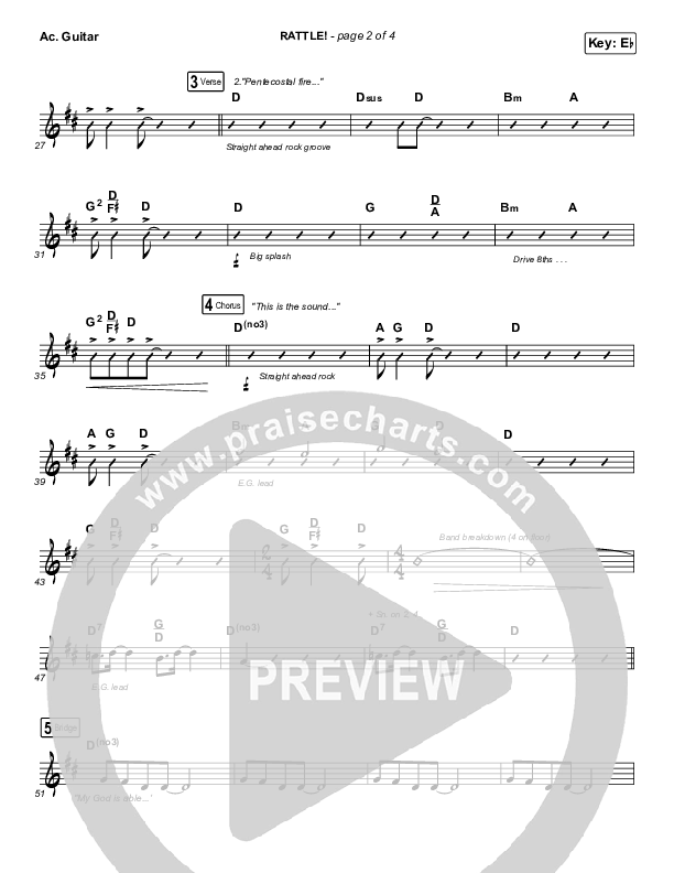 RATTLE! Acoustic Guitar Sheet Music PDF (Brandon Lake / Tasha Cobbs
