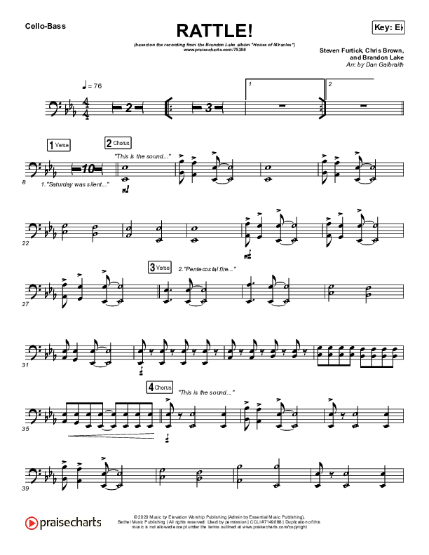 RATTLE! Cello/Bass (Brandon Lake / Tasha Cobbs Leonard)