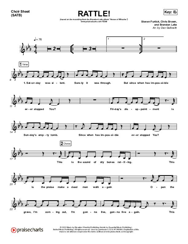 RATTLE! Choir Sheet (SATB) (Brandon Lake / Tasha Cobbs Leonard)