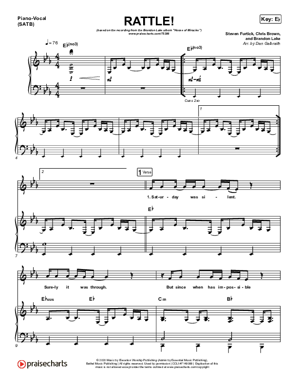 RATTLE! Sheet Music PDF (Brandon Lake / Tasha Cobbs Leonard) PraiseCharts