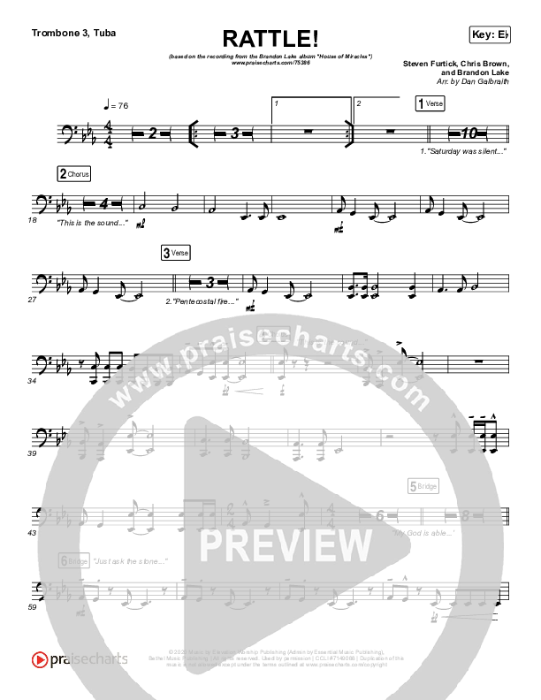 RATTLE! Trombone 3/Tuba (Brandon Lake / Tasha Cobbs Leonard)