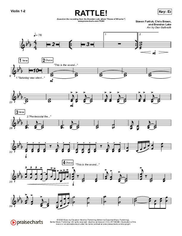 RATTLE! Violin Sheet Music PDF (Brandon Lake / Tasha Cobbs Leonard