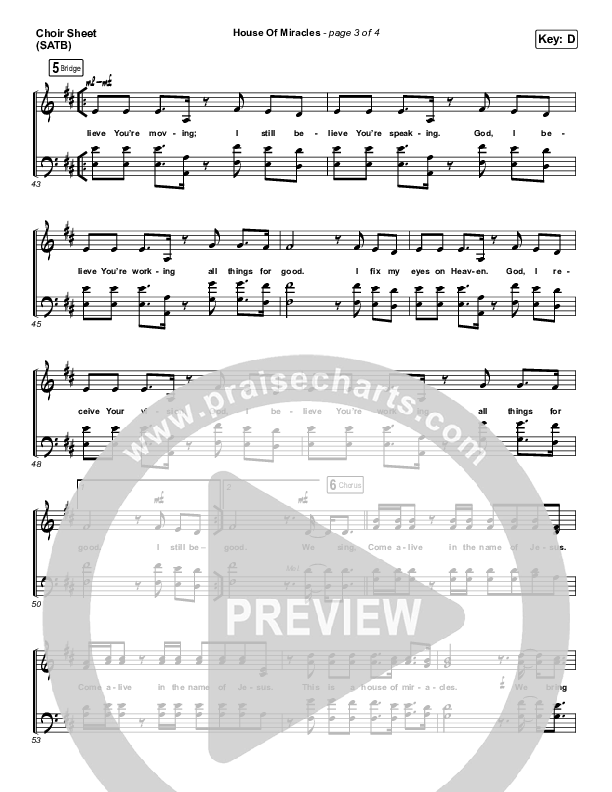 House Of Miracles Choir Sheet (SATB) (Brandon Lake)