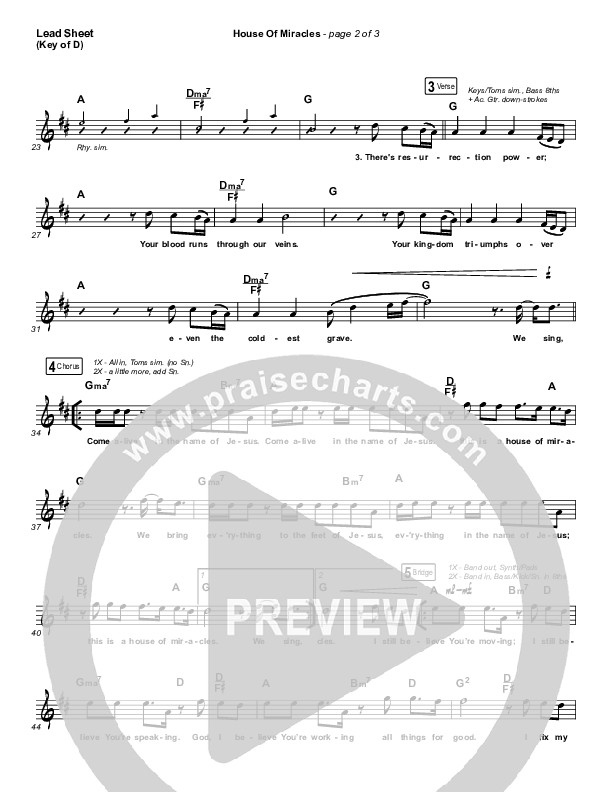 House Of Miracles Lead Sheet (Melody) (Brandon Lake)