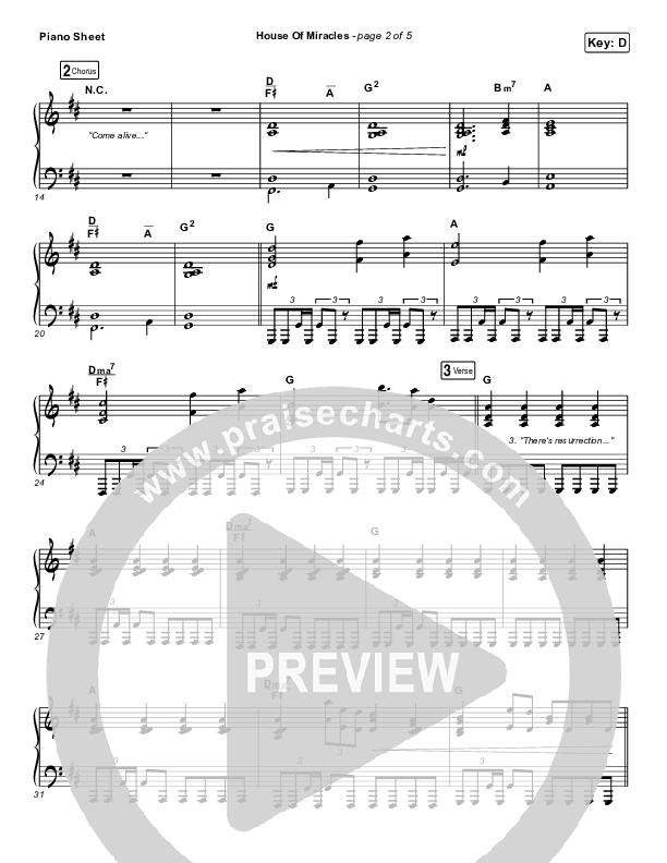 House Of Miracles Piano Sheet (Brandon Lake)