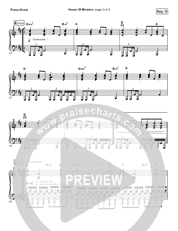 House Of Miracles Piano Sheet (Brandon Lake)