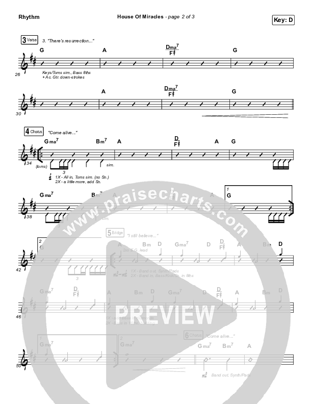 House Of Miracles Rhythm Chart (Brandon Lake)