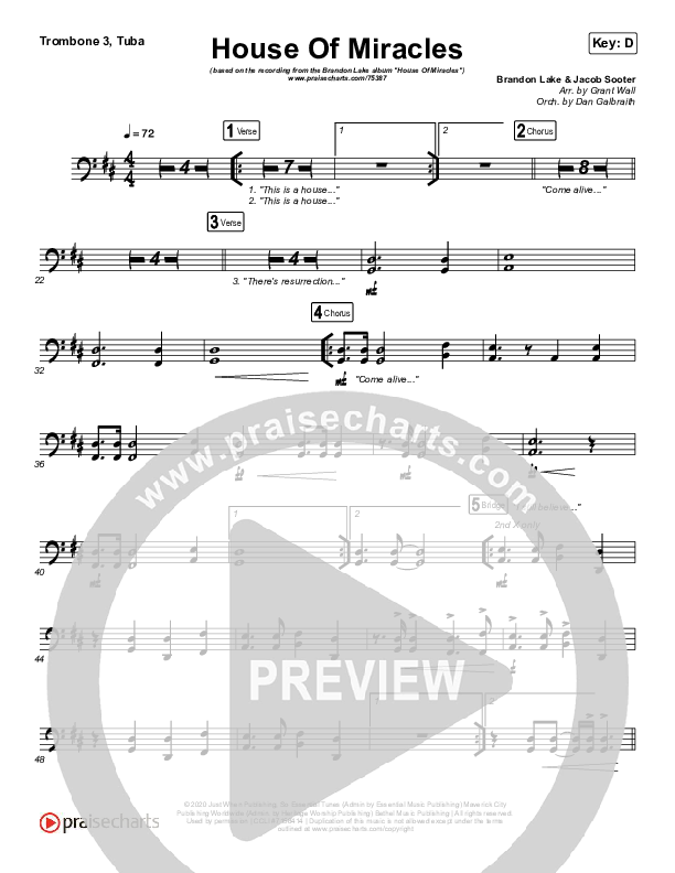 House Of Miracles Trombone 3/Tuba (Brandon Lake)