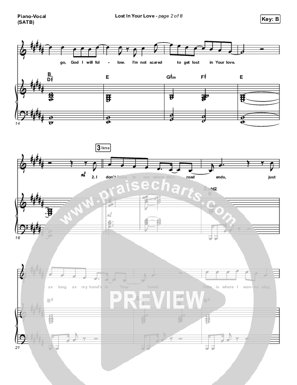 Lost In Your Love Piano/Vocal (SATB) (Brandon Lake / Sarah Reeves)