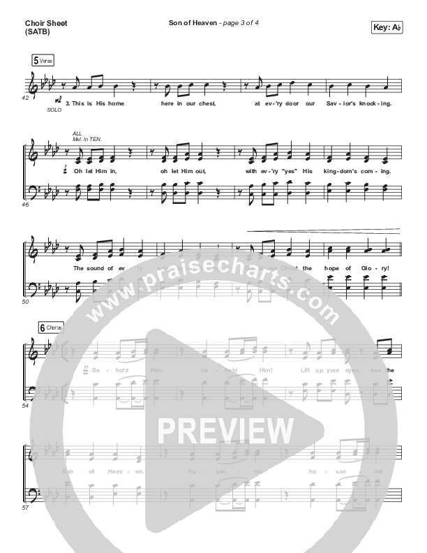 Son Of Heaven Choir Sheet (SATB) (Brandon Lake)