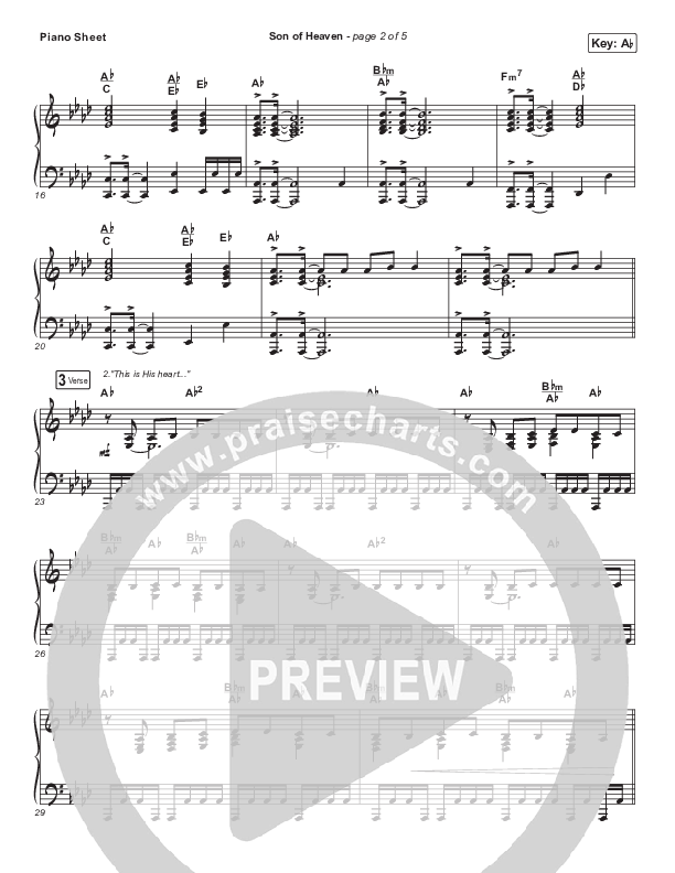 Son Of Heaven Piano Sheet (Brandon Lake)