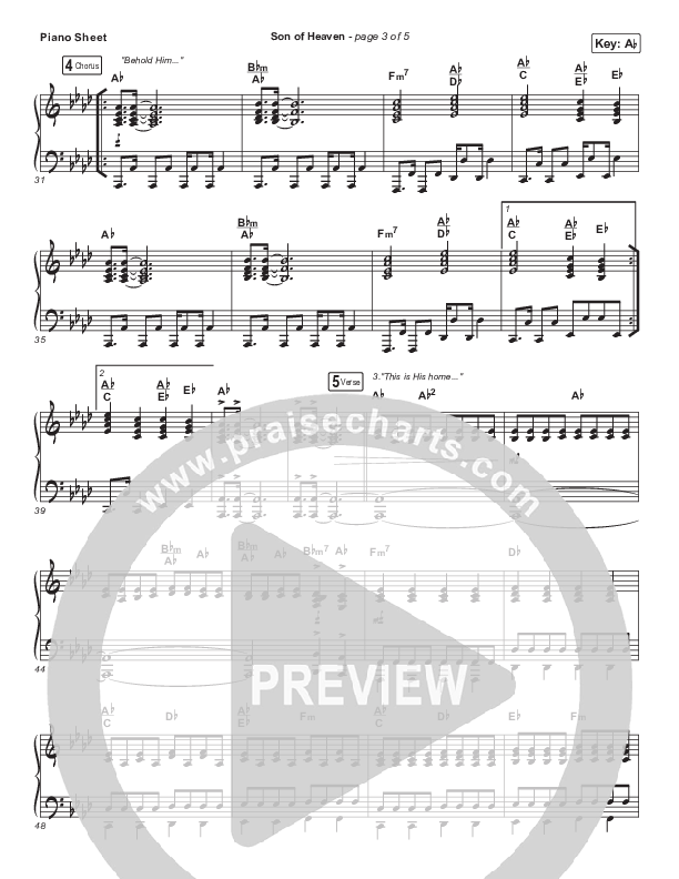 Son Of Heaven Piano Sheet (Brandon Lake)