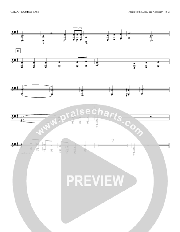Praise To The Lord The Almighty Cello/Bass (Todd Billingsley)