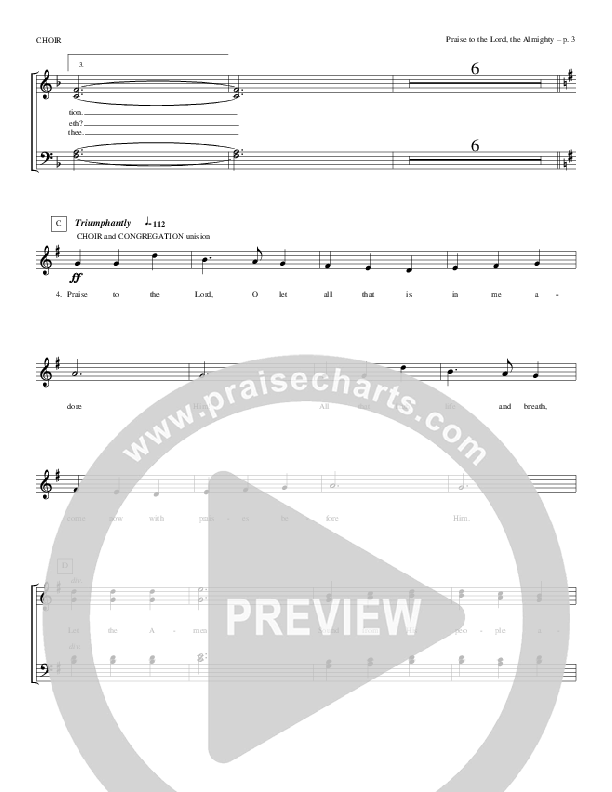 Praise To The Lord The Almighty Choir Sheet (Todd Billingsley)